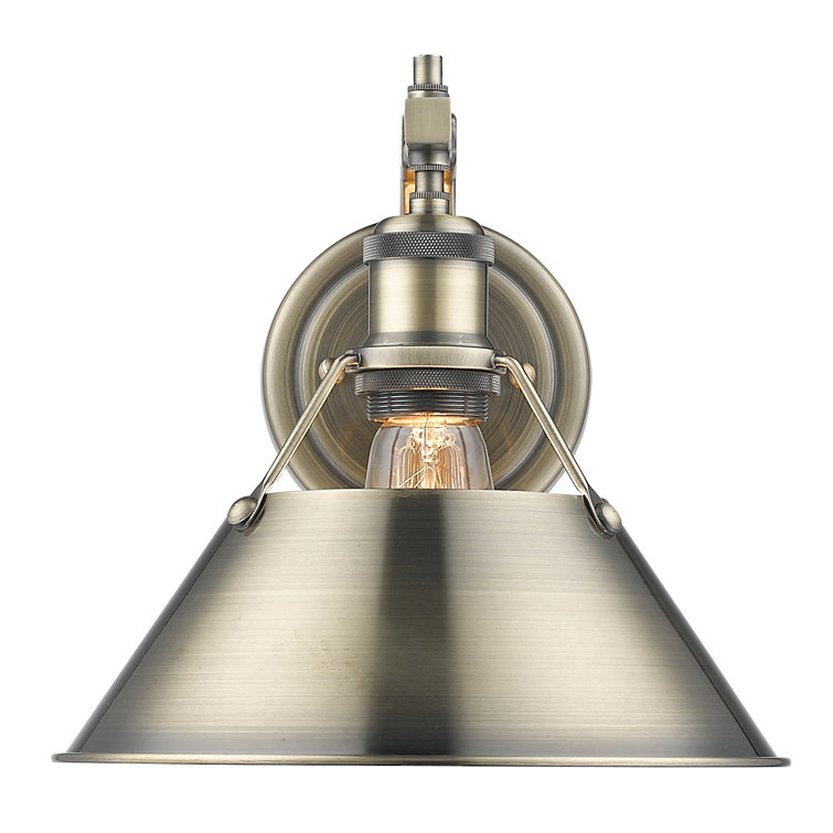 Aged Brass Transitional Sconce with Navy Blue Shade