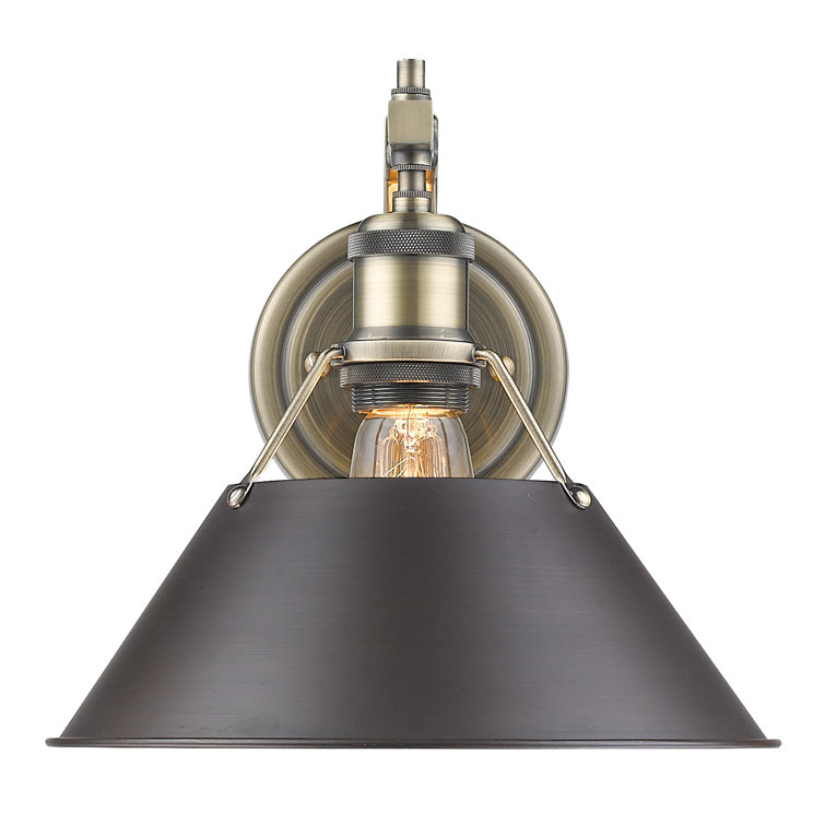 Aged Brass Transitional Sconce with Navy Blue Shade