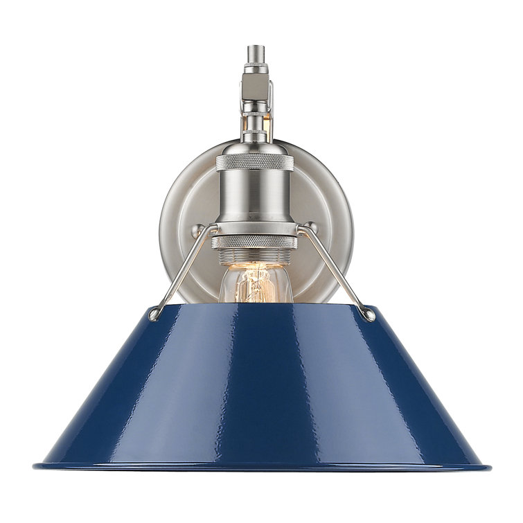 Orwell Pewter 10'' Transitional Sconce with Navy Shade