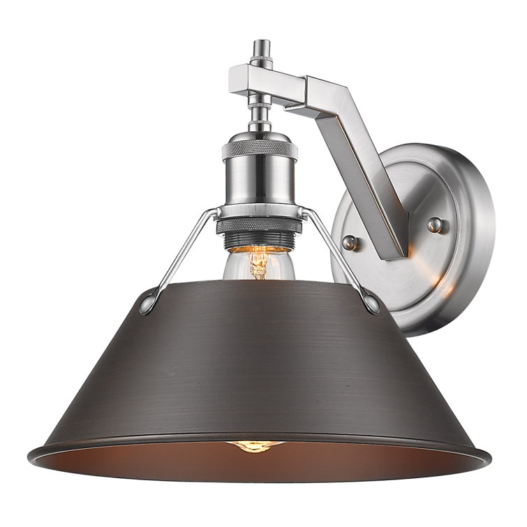 Orwell Pewter 10'' Transitional Sconce with Navy Shade