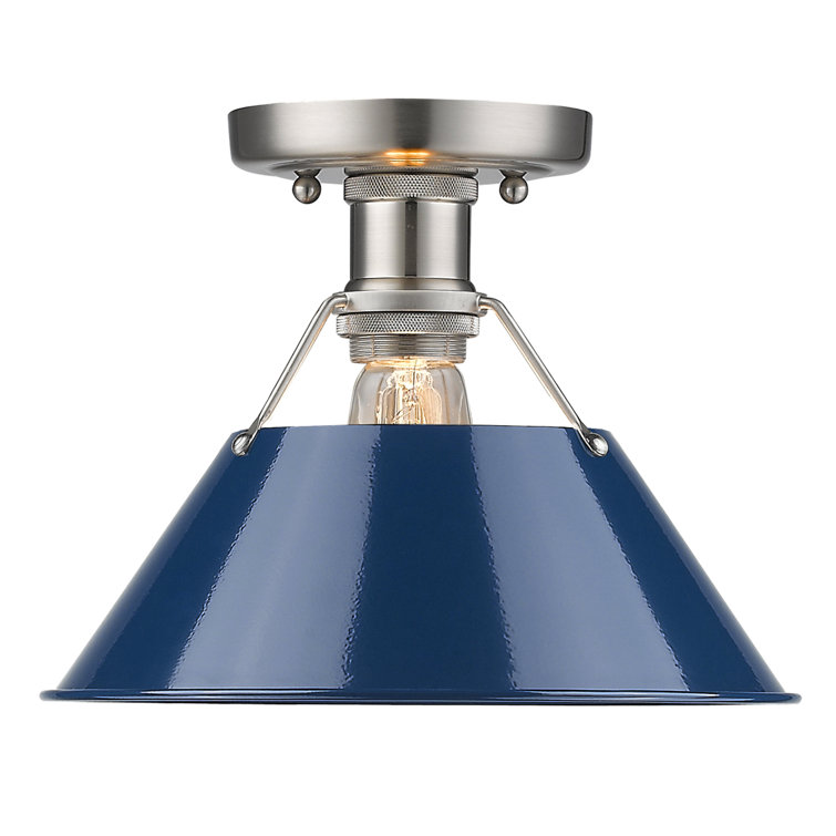Mini Navy Blue and Pewter Indoor Flush Mount Light
