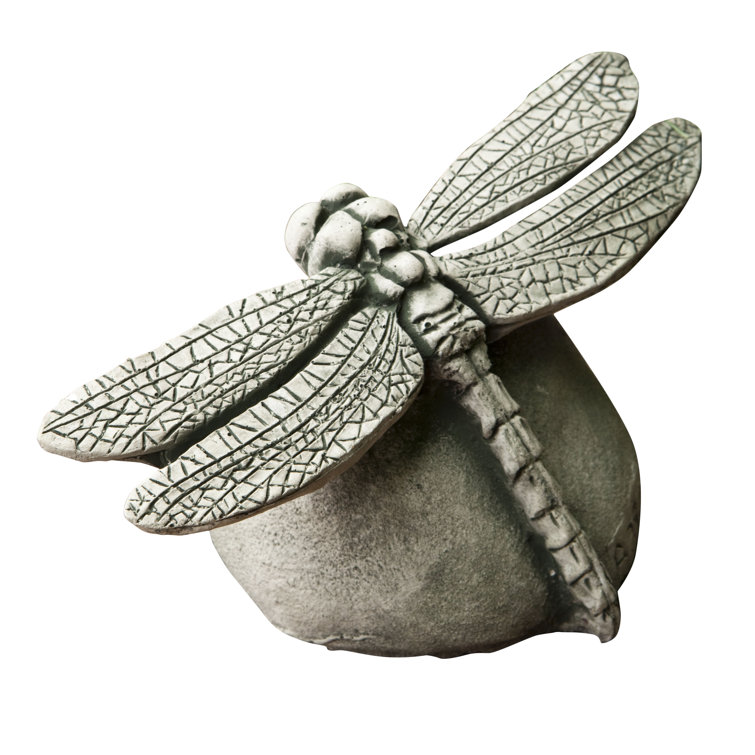 Alpine Stone Dragonfly Garden Statue on Rock