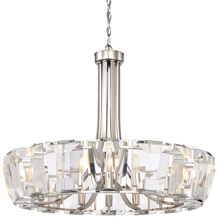 Polished Nickel Crystal 16-Light Drum Chandelier