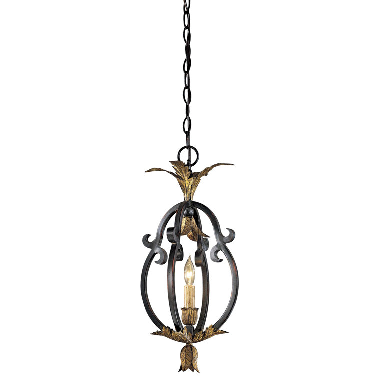 French Black and Gold Leaf Mini Lantern Pendant