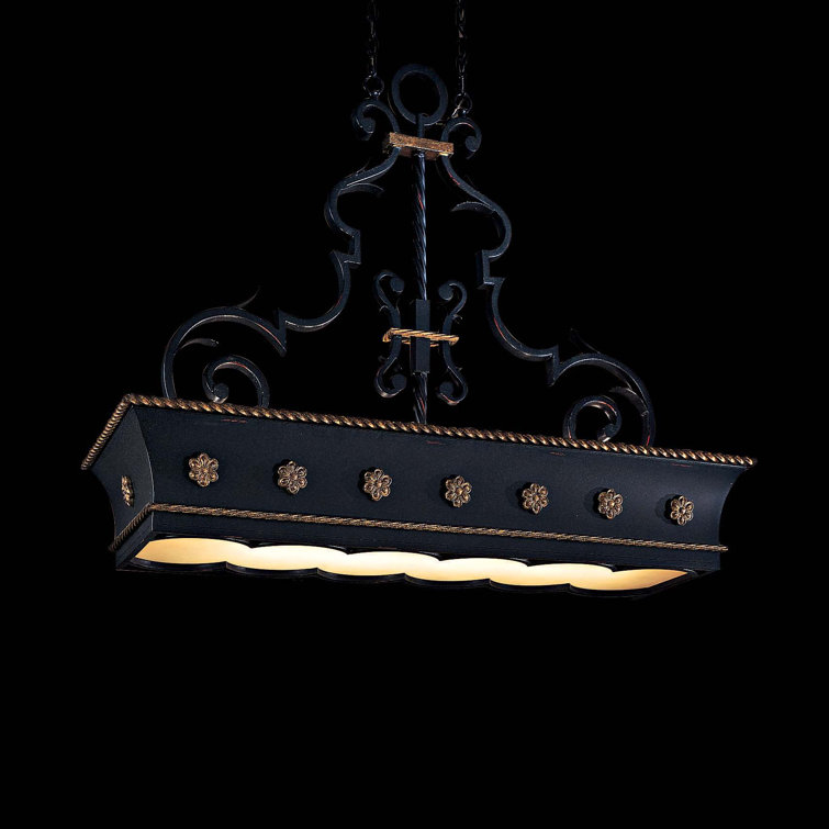 Montparnasse 12-Light French Black and Gold Leaf Pendant