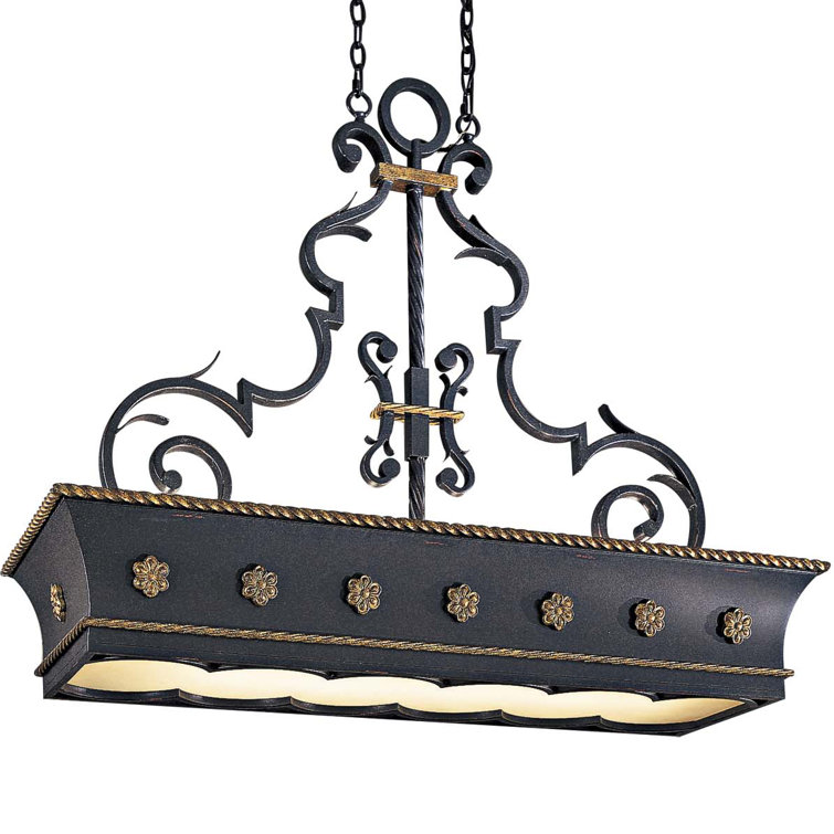 Montparnasse 12-Light French Black and Gold Leaf Pendant