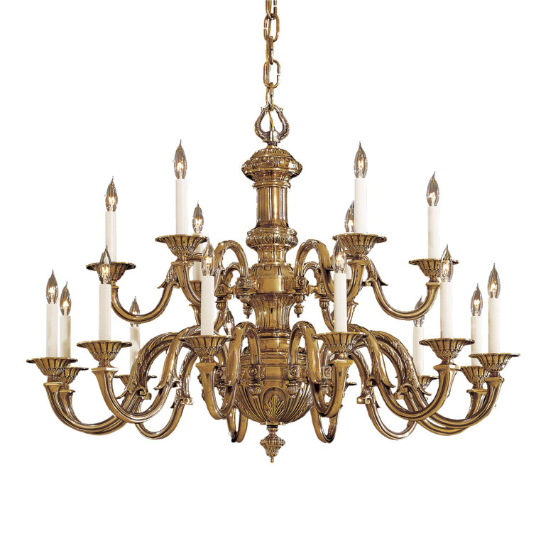 Classic Brass 18-Light Candle Chandelier