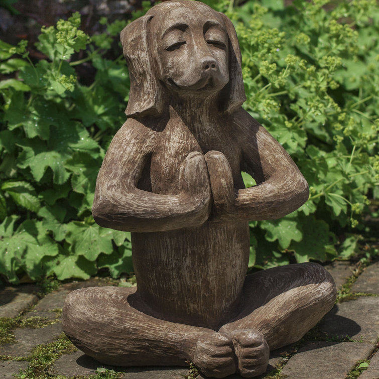 Copper Bronze Meditating Yoga Dog Garden Statue