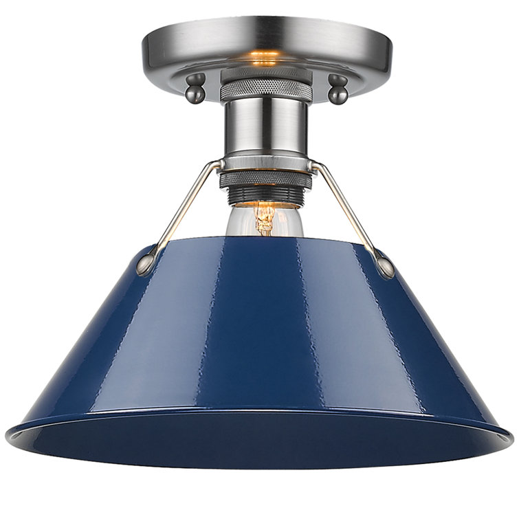 Mini Navy Blue and Pewter Indoor Flush Mount Light