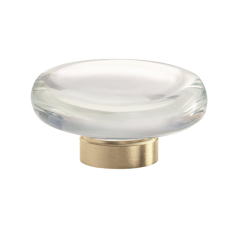 Clear Glass and Golden Champagne Round Cabinet Knob