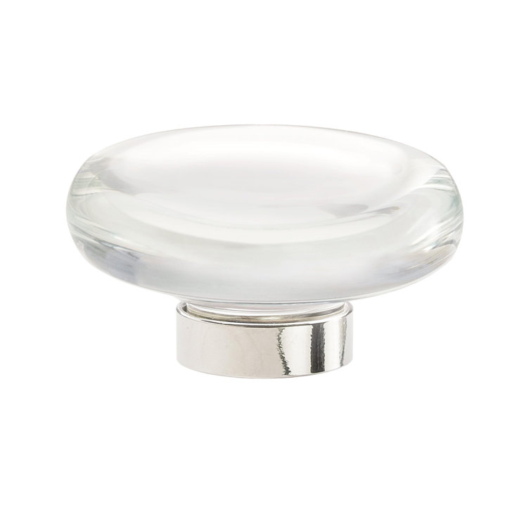 Clear and Polished Nickel Round Cabinet Knob with Mounting Hardware