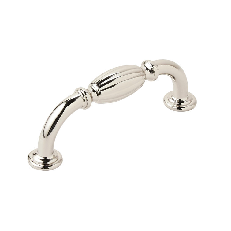 Polished Nickel Ribbed Barrel Cabinet Pull Handle