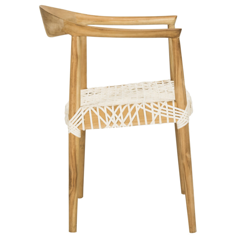 Transitional Light Oak Leather-Woven 25" Arm Chair