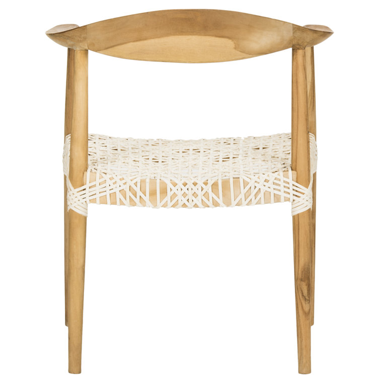 Transitional Light Oak Leather-Woven 25" Arm Chair