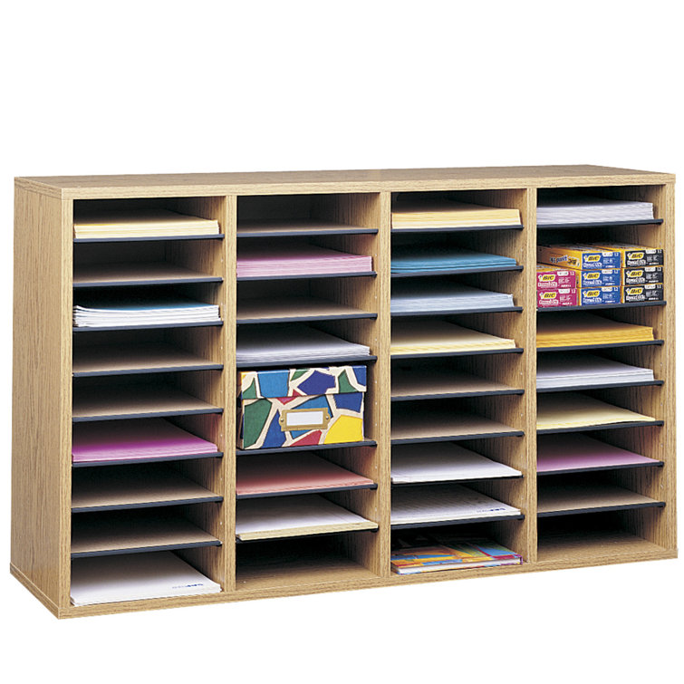 Medium Oak 36-Compartment Adjustable Wood Organizer