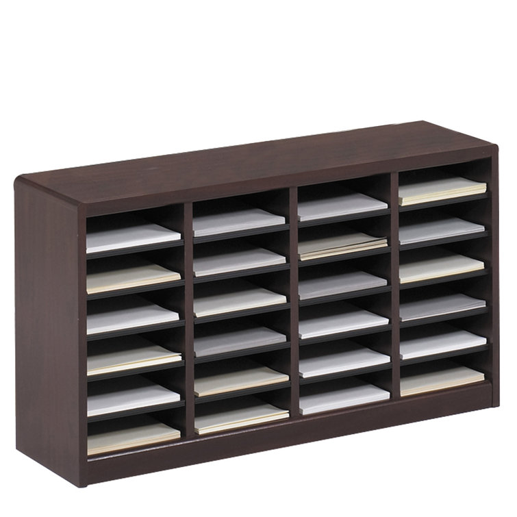 Mahogany 24-Compartment Wood Literature Organizer
