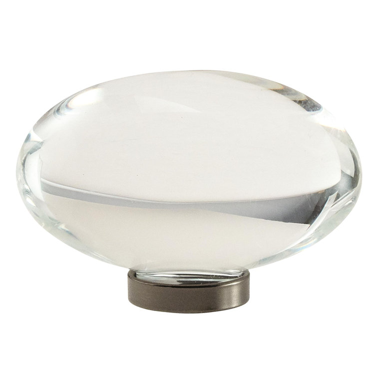 Clear Glass and Gunmetal Oval Cabinet Knob with Mounting Hardware