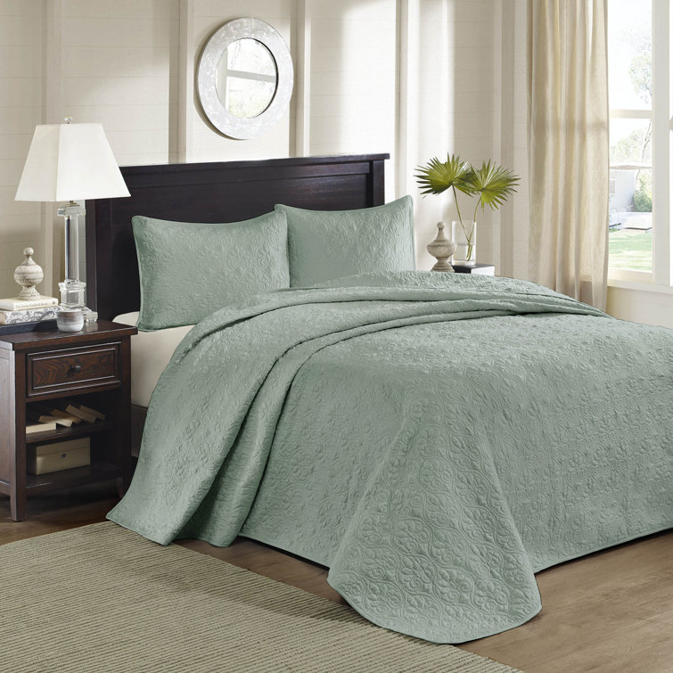 Seafoam King Reversible Microfiber Bedspread Set