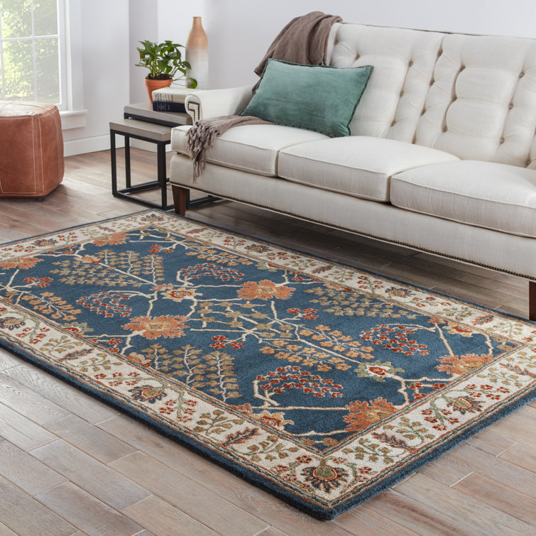 Hand-Tufted Indigo Wool Rectangular Area Rug 3'6" x 5'6"