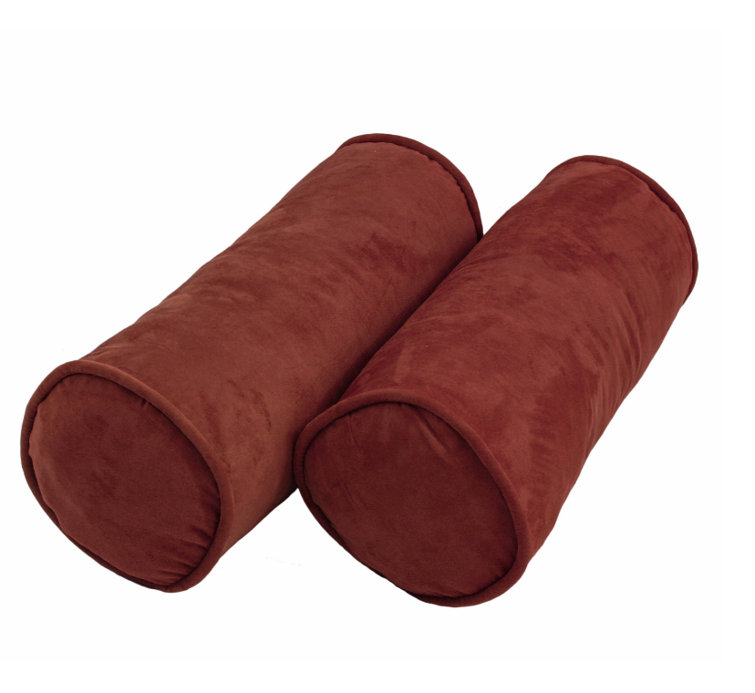 Rusty Red Microsuede Bolster Pillow, 20" x 8"