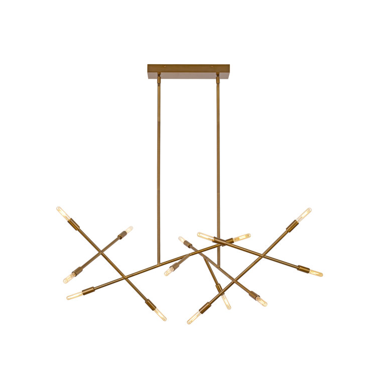 Aged Brass 14-Light Sputnik Chandelier with Adjustable Rods