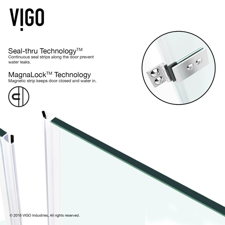 Soho 24-25" Chrome Frameless Hinged Shower Door with Clear Glass