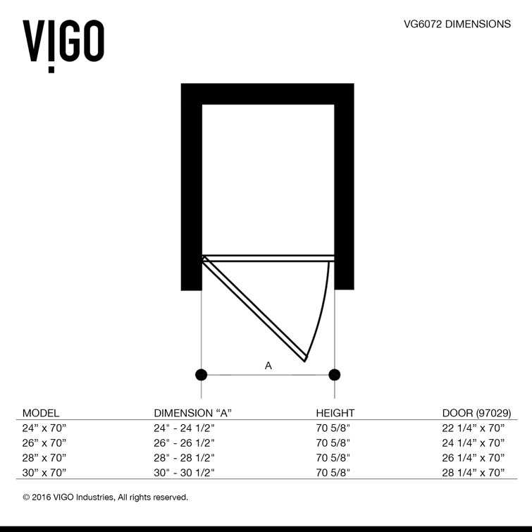 Soho 24-25" Chrome Frameless Hinged Shower Door with Clear Glass
