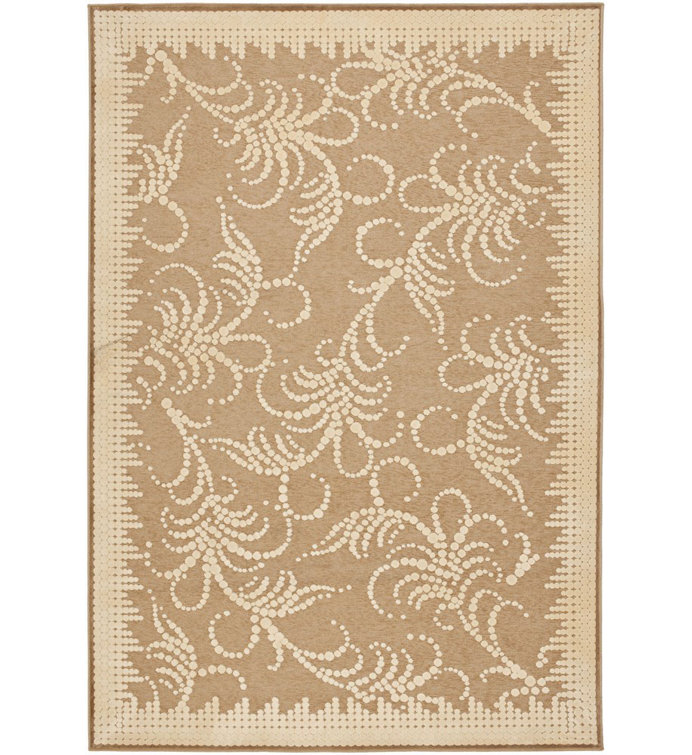 Ivory Swirl Floral Hand-Tufted Wool and Viscose Rug, 7'10" x 11'2"