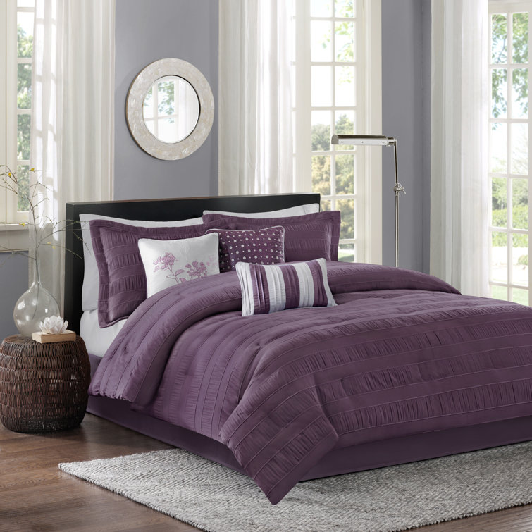California King Gray Polyester 7-Piece Comforter Set
