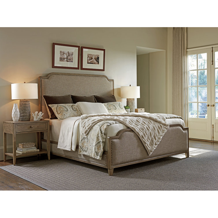 Transitional Gray-Brown Concave Front 1-Drawer Nightstand