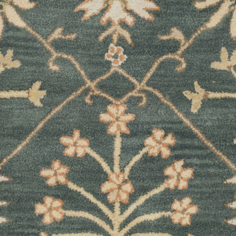 Hand-Tufted Blue and Light Gold Wool Round Area Rug
