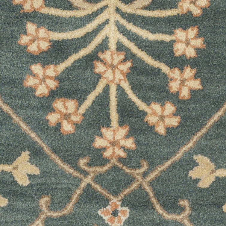 Hand-Tufted Blue and Light Gold Wool Round Area Rug