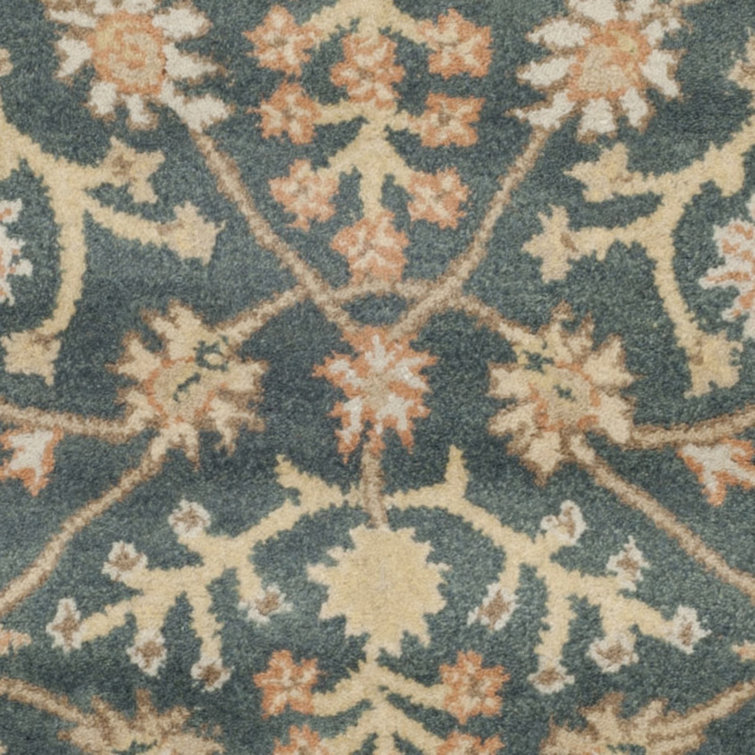 Hand-Tufted Blue and Light Gold Wool Round Area Rug