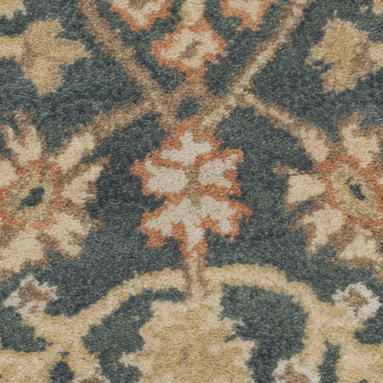 Hand-Tufted Blue and Light Gold Wool Round Area Rug