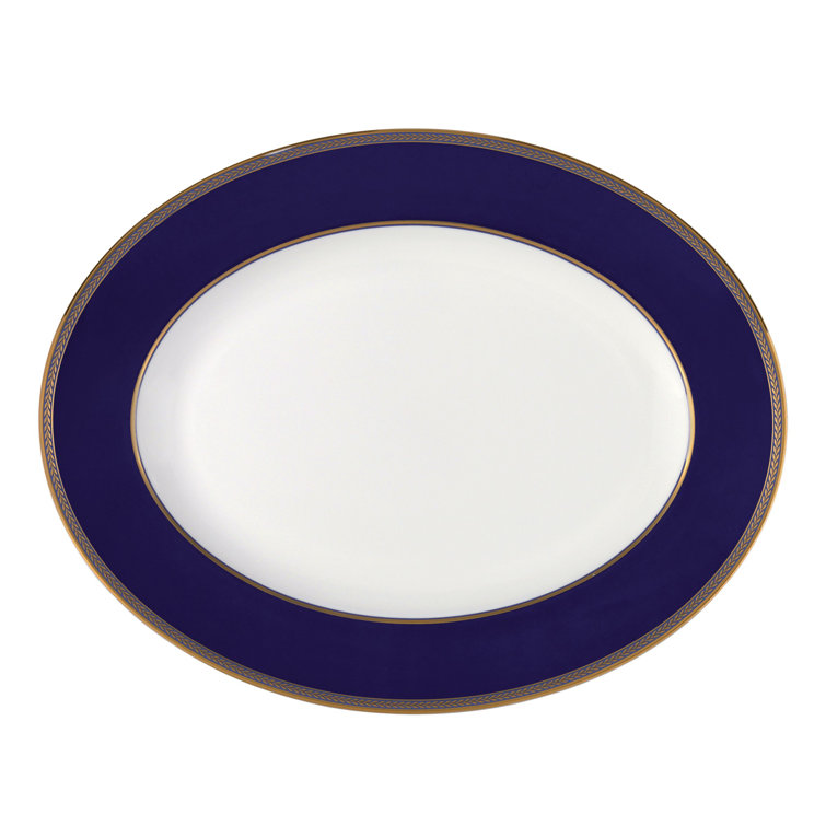 Navy and Gold Oval Ceramic Platter