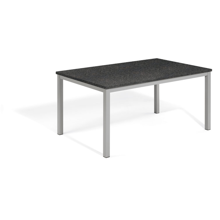 68" Natural Tekwood and Flint Aluminum Outdoor Dining Table