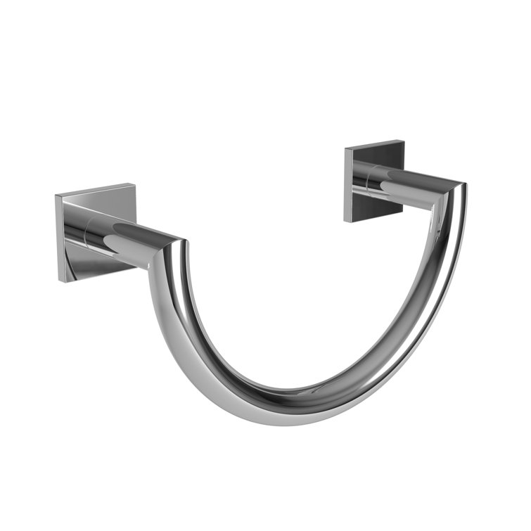 Polished Chrome Modern Wall-Mounted Towel Ring
