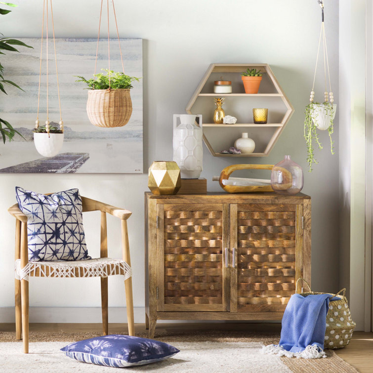Transitional Light Oak Leather-Woven 25" Arm Chair