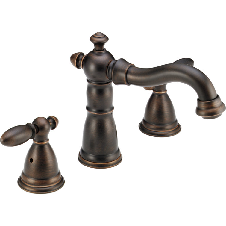 Victorian Distressed Bronze Double Handle Deck Mounted Faucet