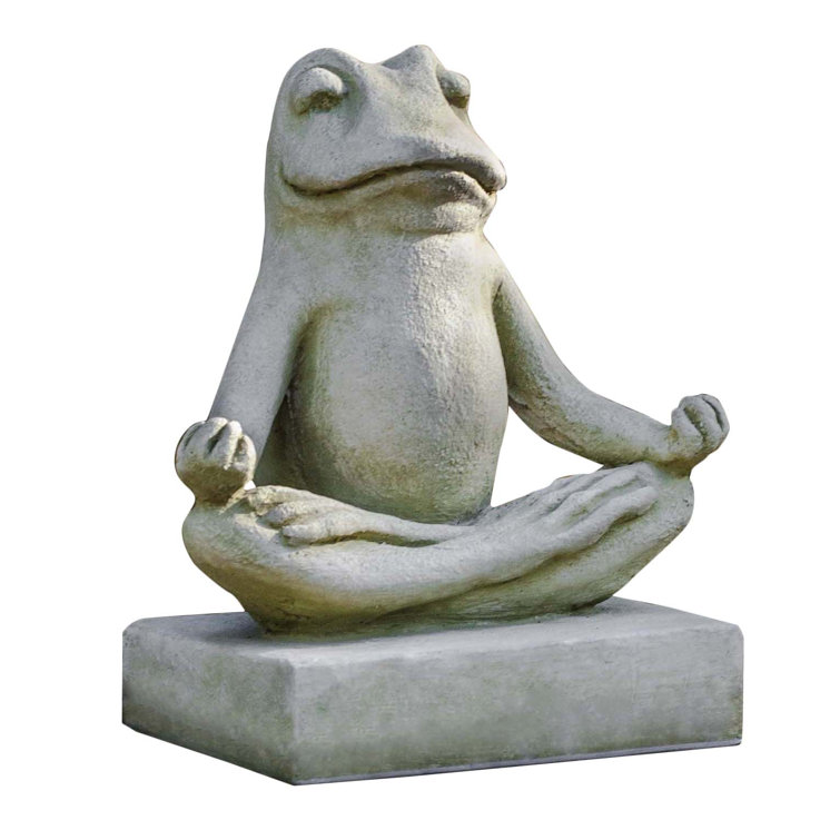 Mini Zen Frog Statue in English Moss Concrete Finish