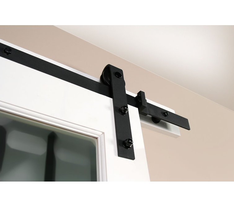 Matte Black Steel Barn Door Hardware Kit with 78-Inch Track
