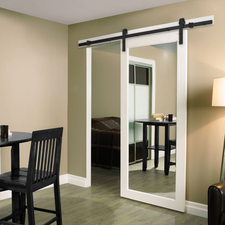 Matte Black Steel Barn Door Hardware Kit with 78-Inch Track