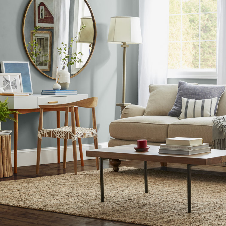 Transitional Light Oak Leather-Woven 25" Arm Chair