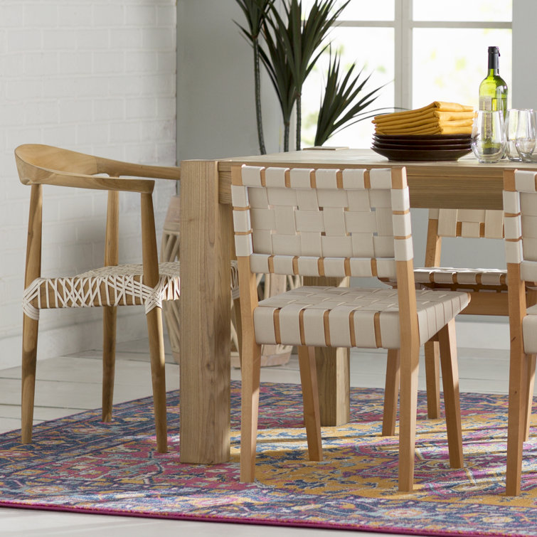 Transitional Light Oak Leather-Woven 25" Arm Chair