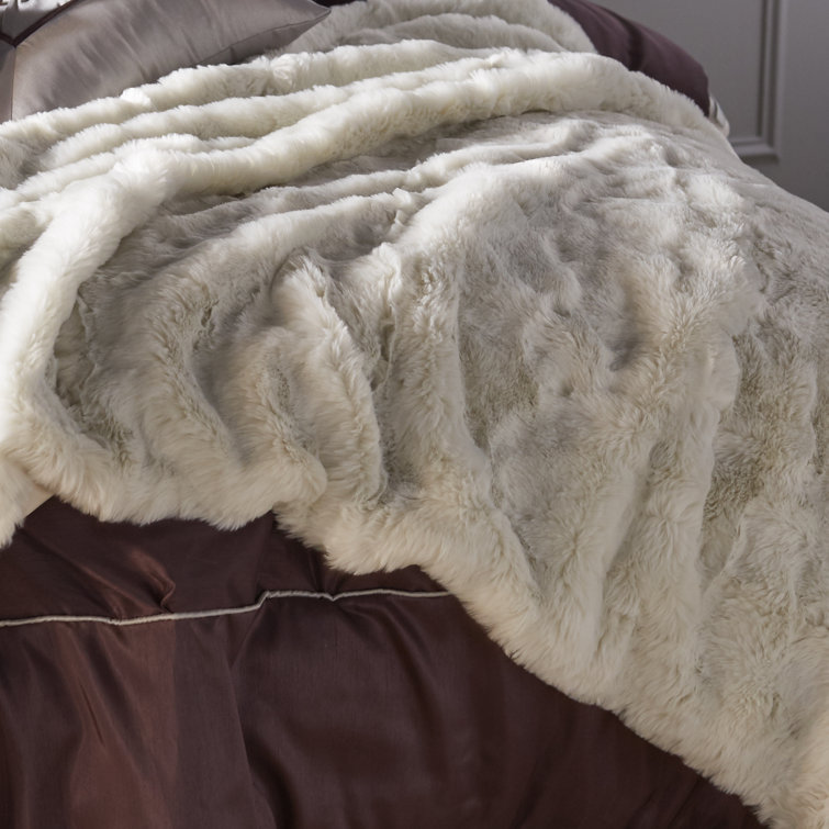 Snow White Faux Fur Reversible Throw Blanket