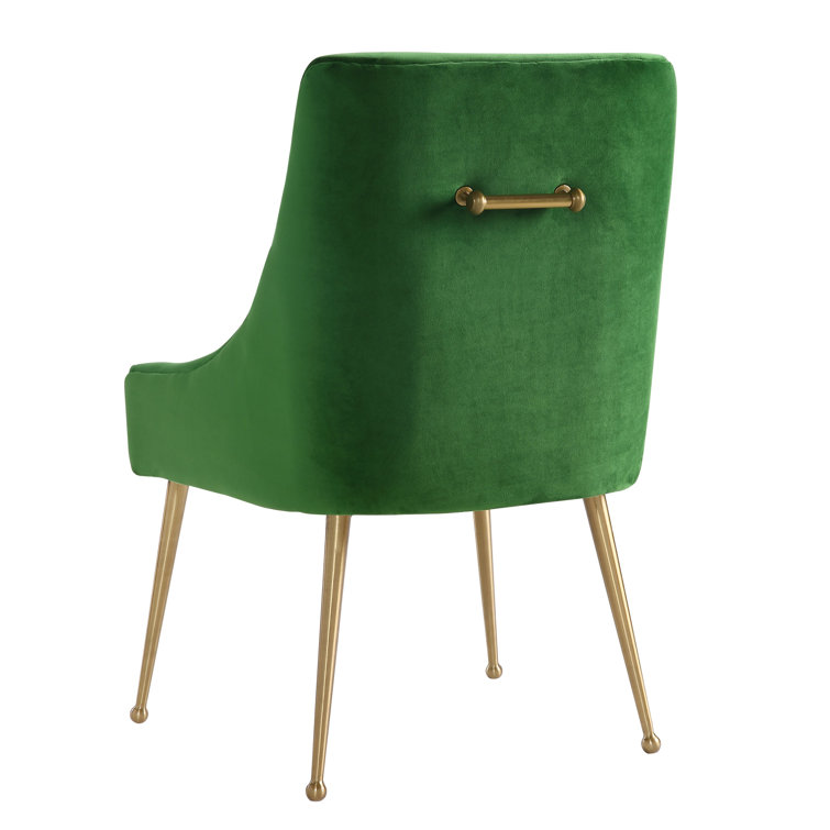 Elegant Green Velvet Upholstered Side Chair with Gold Metal Legs