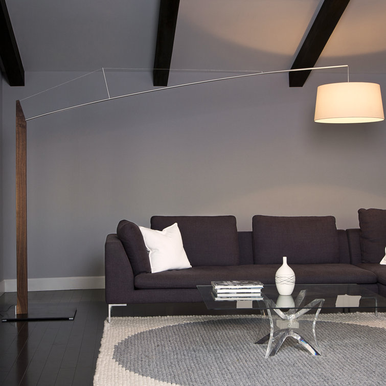 Fons 91'' Black and White Steel Arc Floor Lamp