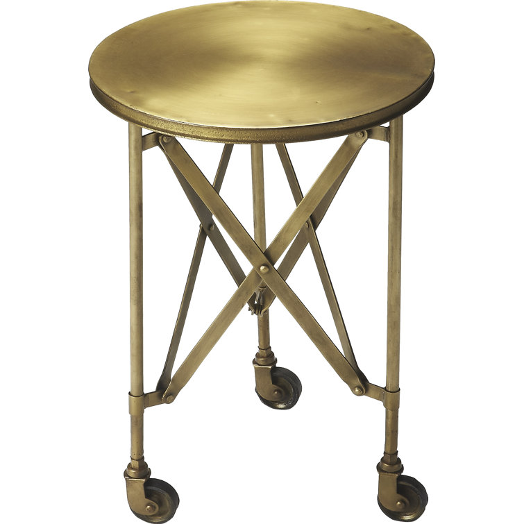 Gold Round Iron Industrial Chic Accent Table
