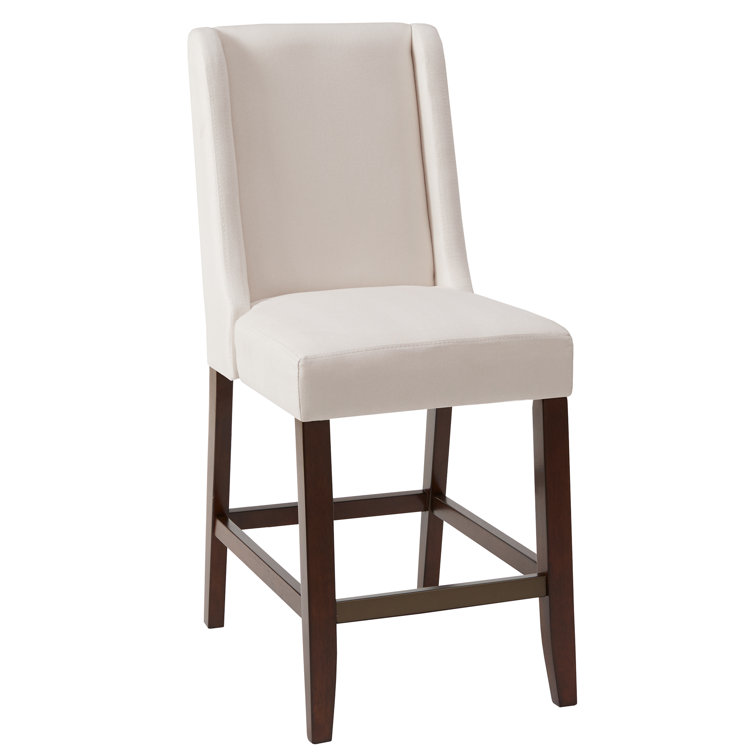 Taye Wing Classic Cream Counter Stool with Espresso Wood Finish