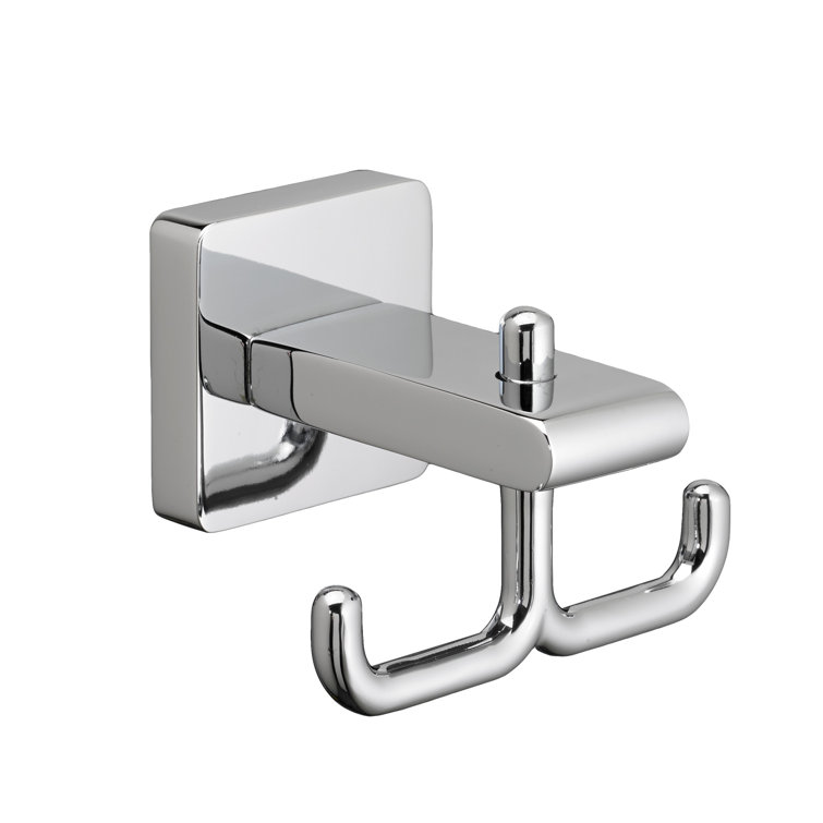 Contemporary Satin Nickel Double Robe Hook with Square Design